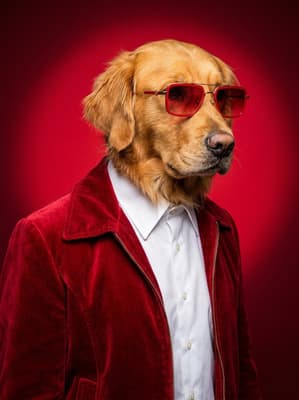The Cherry Velvet Heartbreaker - Golden Retriever Pop Art Portrait | Fabled Paws