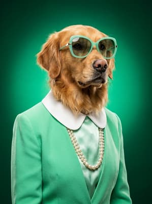 The Pistachio Satin Socialite - Golden Retriever Pop Art Portrait | Fabled Paws