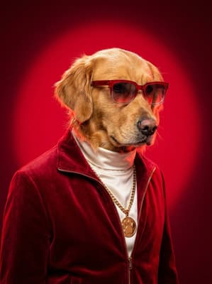 The Burgundy Velvet Soul-Seeker - Golden Retriever Pop Art Portrait | Fabled Paws