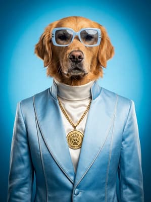 The Azure Satin Soul-Patrol - Golden Retriever Portrait | Fabled Paws