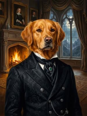 Golden Retriever Nocturnal Aristocrat Victorian Earl - The Noble Pet Art Lookbook | Fabled Paws