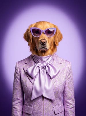 The Lavender Brocade Starlet - Golden Retriever Pop Art Portrait | Fabled Paws