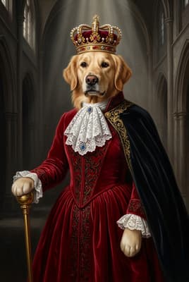 The Ruby Velvet Archduke - golden retriever Royal Portrait | Fabled Paws