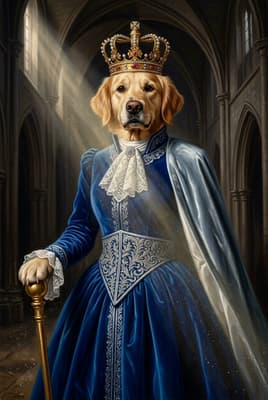 The Cerulean Silver Sovereign - Golden retriever Portrait | Fabled Paws