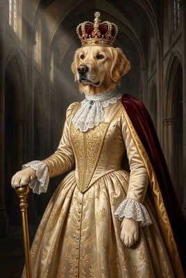 The Gilded Lace Matriarch - Golden Retriever Royal Portrait | Fabled Paws