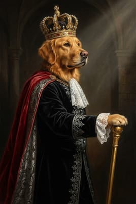 The Pearl-Crowned Patriarch - Golden Retriever Royal Portrait | Fabled Paws