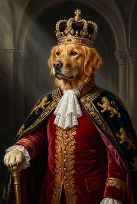 The Gilded Lionheart Regent - golden retriever Portrait | Fabled Paws
