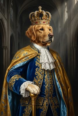 The Gilded Sapphire Sovereign - Golden Retriever Portrait | Fabled Paws