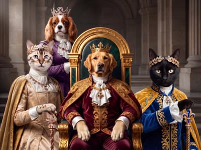 The Garnet Court Emperor - Golden Retriever Royal Portrait | Fabled Paws