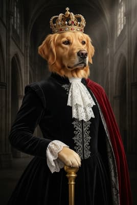The Pearl-Crowned Patriarch - Golden Retriever Monarch Portrait | Fabled Paws