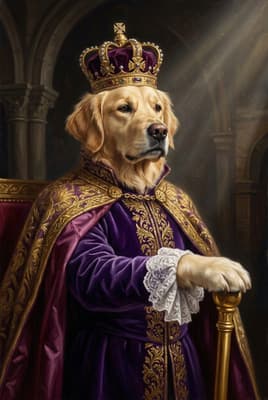 The Amethyst Lace Sovereign - Golden Retriever Portrait | Fabled Paws