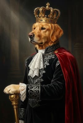 The Gilded Velvet Patriarch - Golden Retriever Royal Portrait | Fabled Paws