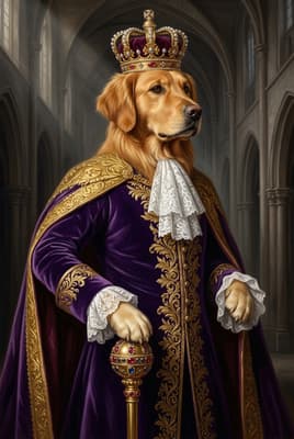 The Amethyst Lace Archduke - Golden Retriever Portrait | Fabled Paws