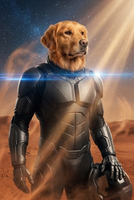 The Carbon Fiber Pathfinder - Golden Retriever Space Portrait | Fabled Paws