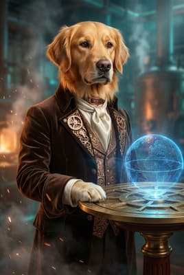 The Velvet Hologram Cartographer - Golden Retriever Portrait | Fabled Paws