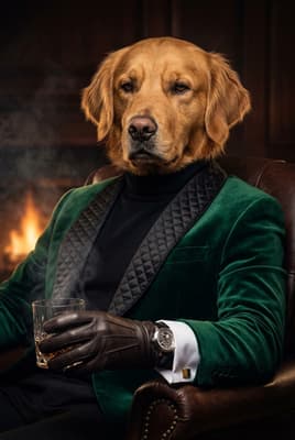 The Forest Velvet Principal - Golden Retriever Executive Canvas | Fabled Paws