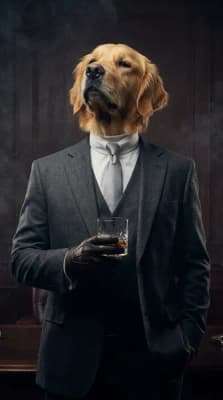The Charcoal Silk Director - Golden Retriever Corporate Canvas | Fabled Paws