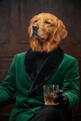 The Forest Velvet Financier - Golden Retriever Executive Canvas | Fabled Paws
