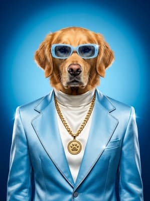 The Azure Satin Mogul - Golden Retriever Executive Portrait | Fabled Paws