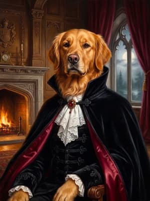 Golden Retriever The Nocturnal Aristocrat Sovereign - The Boss Pet Art Lookbook | Fabled Paws