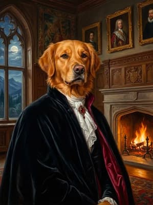 Golden Retriever The Nocturnal Aristocrat Sovereign - The Noble Pet Art Lookbook | Fabled Paws