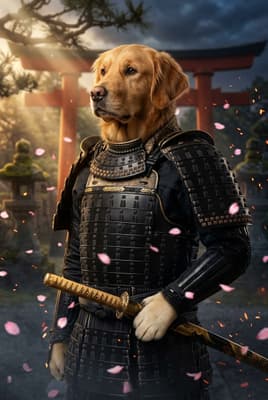 The Obsidian Petal Guardian - Golden Retriever Portrait | Fabled Paws