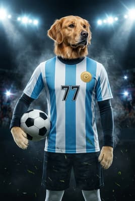 The Immortal Legend - Golden Retriever Custom Soccer Portrait | Match Day Soccer Season