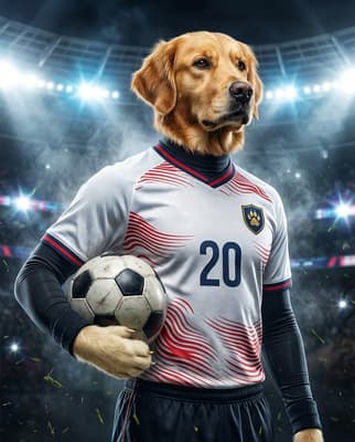 The Immortal Legend - Golden Retriever Custom Soccer Portrait | Derby Day Soccer Season