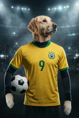 The Immortal Legend - Golden Retriever Custom Soccer Portrait | Away Kit Soccer Season