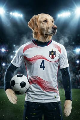 The Immortal Legend - Golden Retriever Custom Soccer Portrait | Title Clash Soccer Season