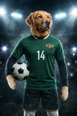 The Immortal Legend - Golden Retriever Custom Soccer Portrait | League Night Soccer Season