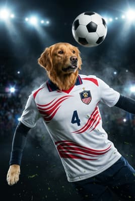 The Match-Winning Champion - Golden Retriever Striker Soccer Portrait | Soccer Season
