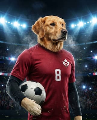 The Match-Winning Champion - Golden Retriever Custom Soccer Portrait | Derby Day Soccer Season