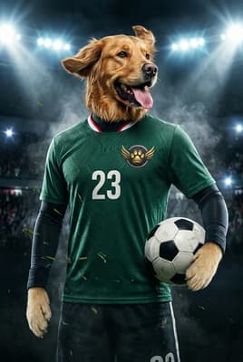 The Match-Winning Champion - Golden Retriever Custom Soccer Portrait | League Night Soccer Season