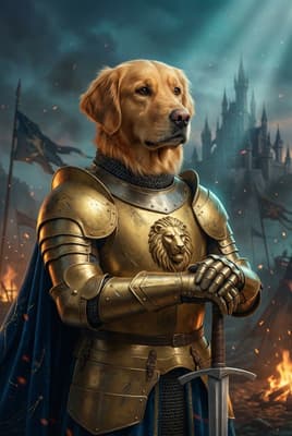 The Sun-Kissed Aegis Commander - Golden Retriever Portrait | Fabled Paws