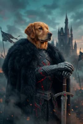 The Magma-Veined Commander - Golden Retriever Portrait | Fabled Paws