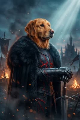 The Ember-Veined Hearth Guard - Golden Retriever Portrait | Fabled Paws