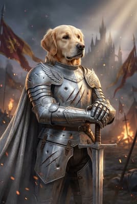 The Scored Plate Paladin - Golden Retriever Portrait | Fabled Paws