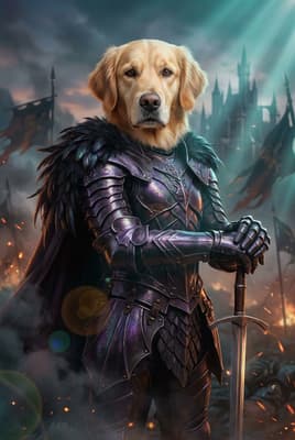 The Violet Steel Warden - Golden Retriever Portrait | Fabled Paws