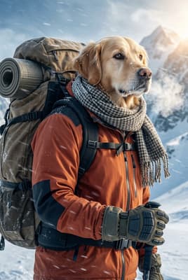 The Burnt Orange Summit Scout - Golden Retriever Explorer Portrait | Fabled Paws