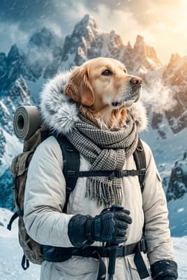 The Frosted Houndstooth Trekker - Golden Retriever Explorer Canvas | Fabled Paws