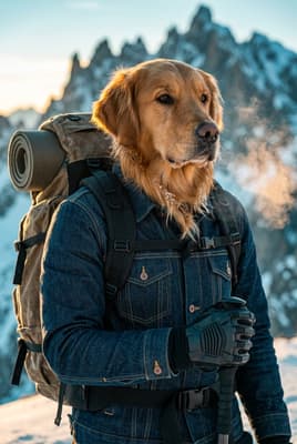 The Amber Ridge Wanderer - golden retriever Explorer Canvas | Fabled Paws