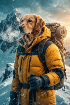 The Marigold Summit Scout - Golden Retriever Explorer Portrait | Fabled Paws