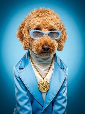 The Cerulean Satin CEO - golden doodle Pop Art Portrait | Fabled Paws