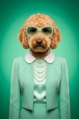 The Mint Pearl Matriarch - golden doodle Pop Art Portrait | Fabled Paws