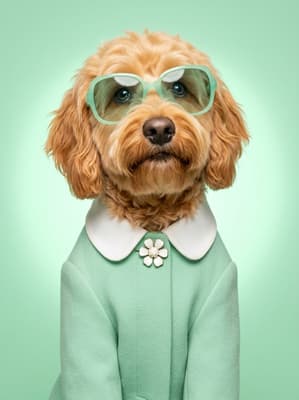 The Sage Daisy Dreamer - Goldendoodle Retro Fashion Portrait | Fabled Paws