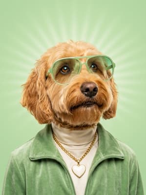 The Pistachio Velvet Soul - Goldendoodle Portrait Canvas | Fabled Paws