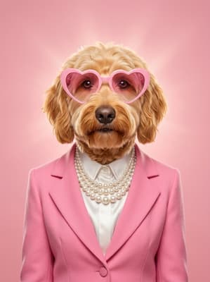 The Rose Quartz Heartthrob - Goldendoodle Pop Art Portrait | Fabled Paws