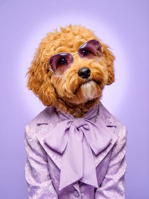 The Amethyst Bloom Socialite - Goldendoodle Portrait Canvas | Fabled Paws