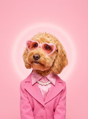 The Bubblegum Pearl Debutante - Goldendoodle Portrait Canvas | Fabled Paws